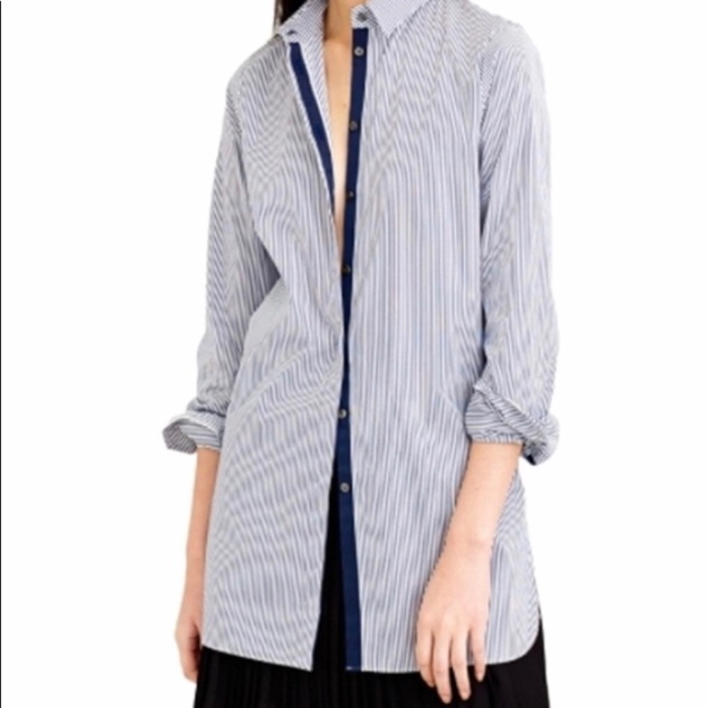J Crew endless button-up dress shirt blue stripe